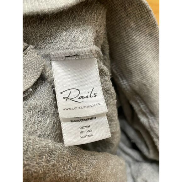 Rails Marlo Women's M Gray Sweatshirt Cotton Leopard Print Side Zip Minimalist - Picture 3 of 10